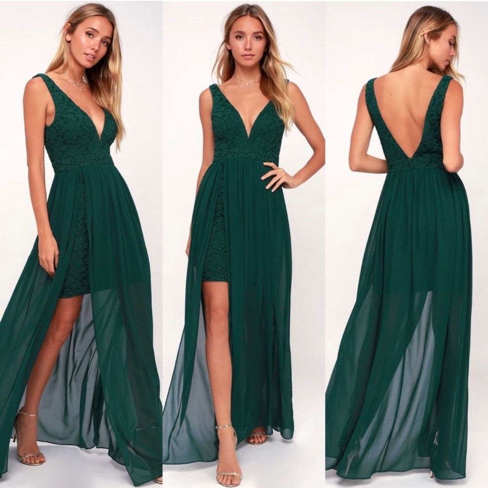 Brand new Lulu green formal gown - Make Way for Wonderful Lace Maxi